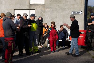 Gathering outside the hall